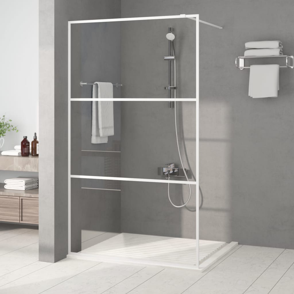 Parete Doccia Walk in Bianca 115x195 cm Vetro Trasparente ESG | homemem39