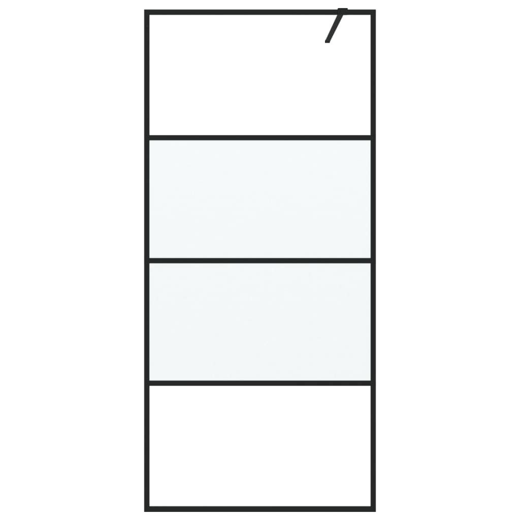 Parete Doccia Walk in Nera 90x195 cm Vetro Semi Smerigliato ESG | homemem39