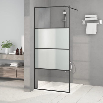 Parete Doccia Walk in Nera 90x195 cm Vetro Semi Smerigliato ESG | homemem39