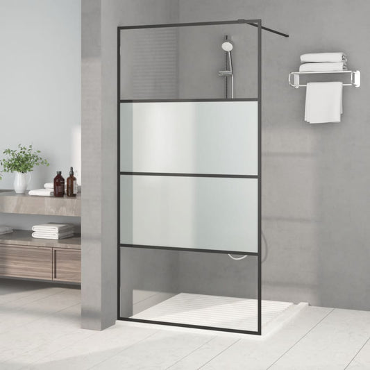 Parete Doccia Walk in Nera 100x195cm Vetro Semi Smerigliato ESG | homemem39
