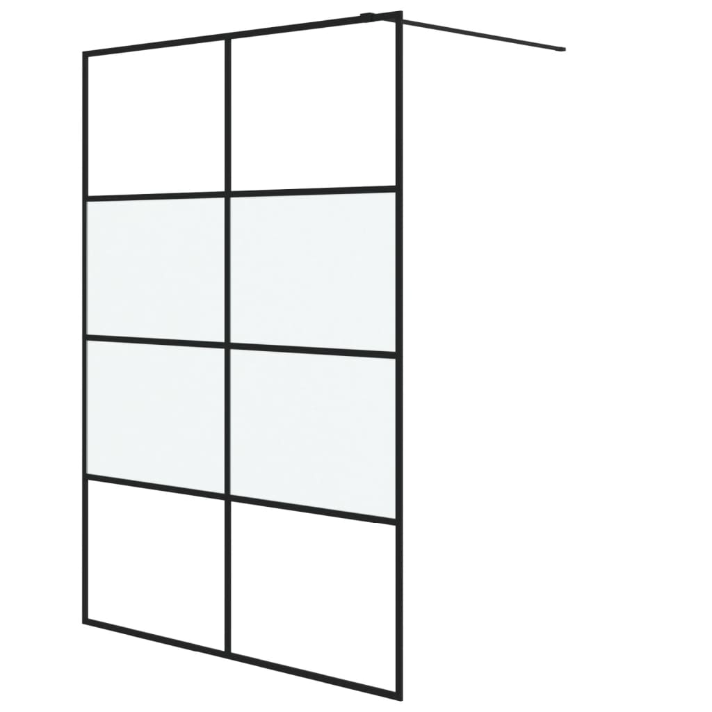 Parete Doccia Walk in Nera 140x195cm Vetro Semi Smerigliato ESG | homemem39