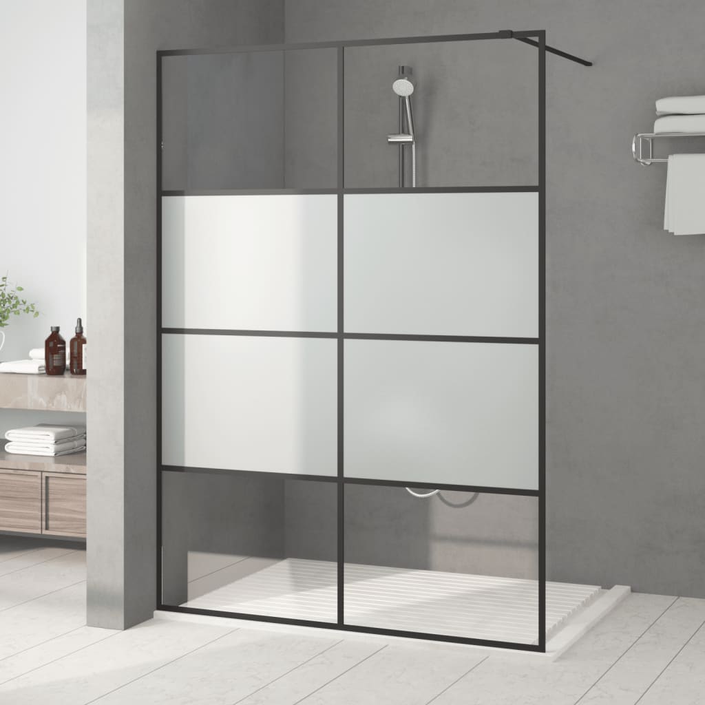 Parete Doccia Walk in Nera 140x195cm Vetro Semi Smerigliato ESG | homemem39