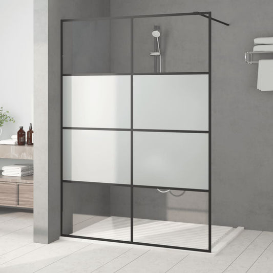 Parete Doccia Walk in Nera 140x195cm Vetro Semi Smerigliato ESG | homemem39