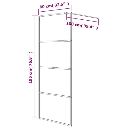 Parete Doccia Walk in Nera 80x195 cm Vetro Smerigliato ESG