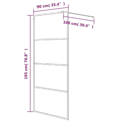 Parete Doccia Walk in Nera 90x195 cm Vetro Smerigliato ESG | homemem39