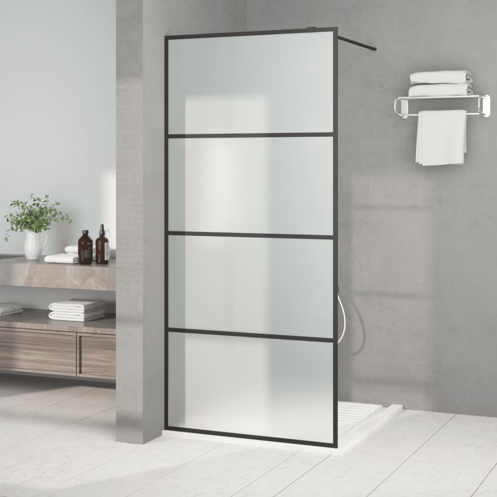 Parete Doccia Walk in Nera 90x195 cm Vetro Smerigliato ESG | homemem39