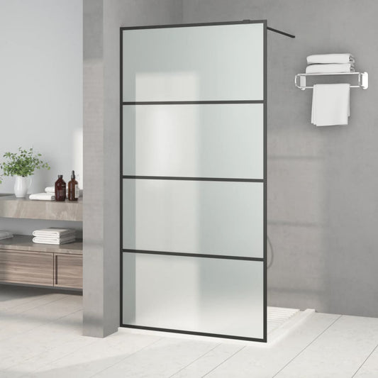 Parete Doccia Walk in Nera 100x195 cm Vetro Smerigliato ESG | homemem39
