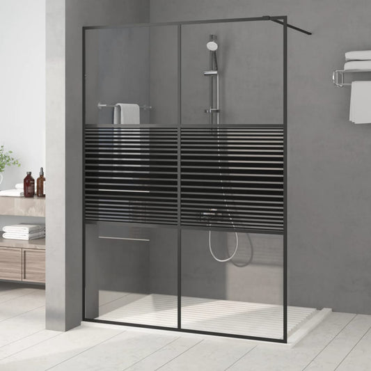 Parete Doccia Walk in Nero 140x195 cm Vetro Trasparente ESG | homemem39