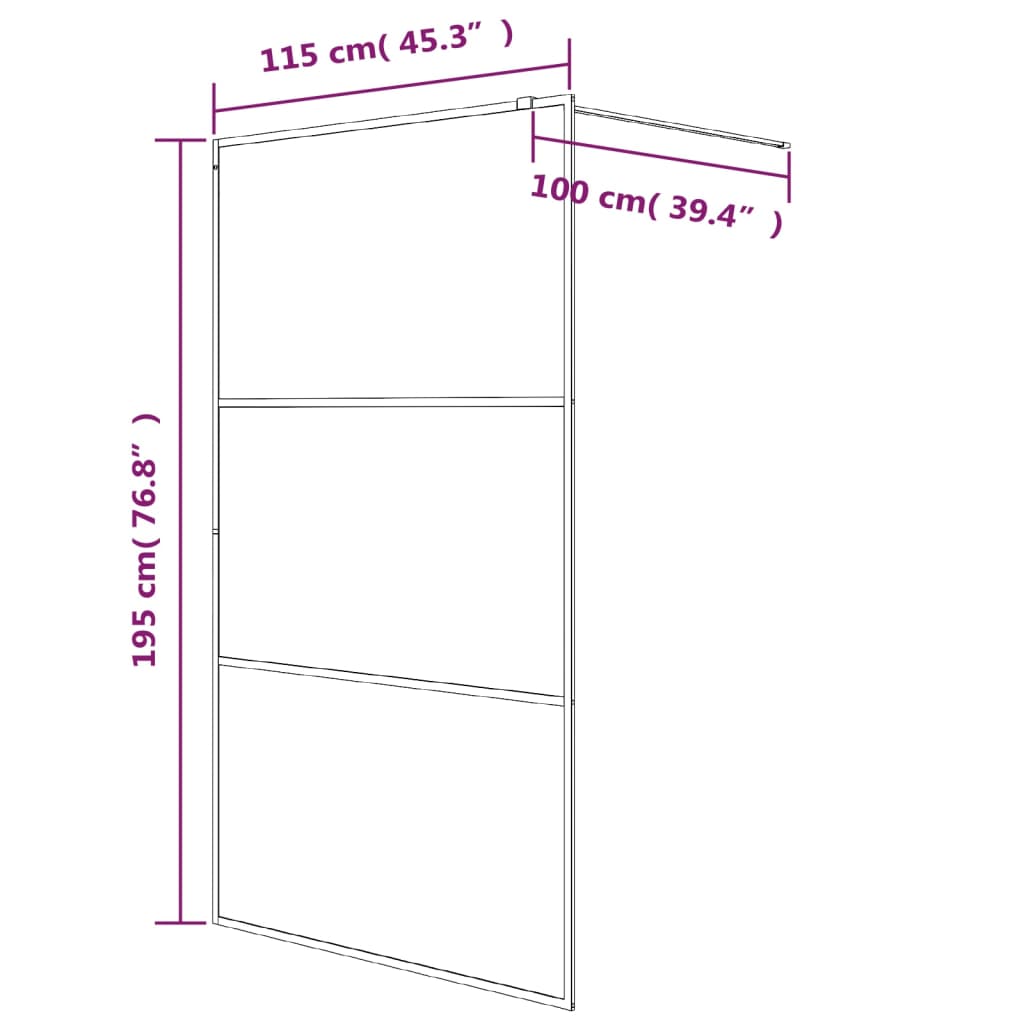 Parete Doccia Walk in Bianca 115x195 cm Vetro Trasparente ESG