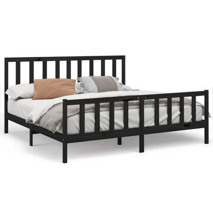 Giroletto Nero in Legno Massello di Pino 200x200 cm | homemem39