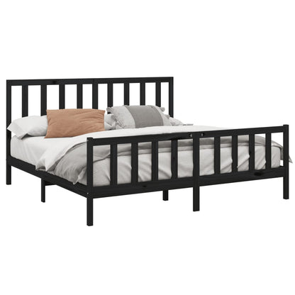 Giroletto Nero in Legno Massello di Pino 200x200 cm | homemem39