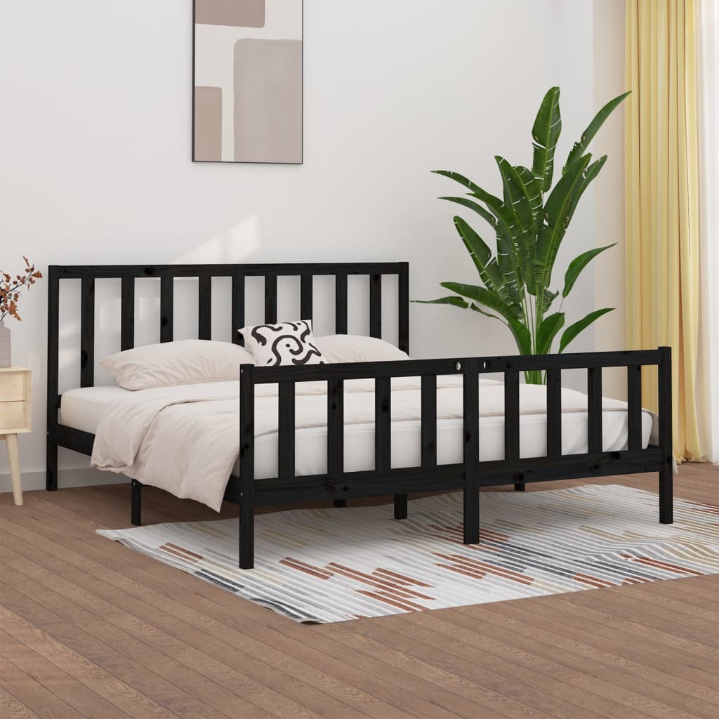 Giroletto Nero in Legno Massello 200x200 cm | homemem39