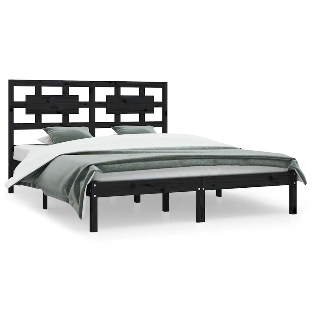 Giroletto Nero in Legno Massello di Pino 200x200 cm | homemem39