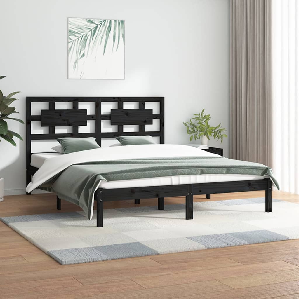 Giroletto Nero in Legno Massello di Pino 200x200 cm | homemem39