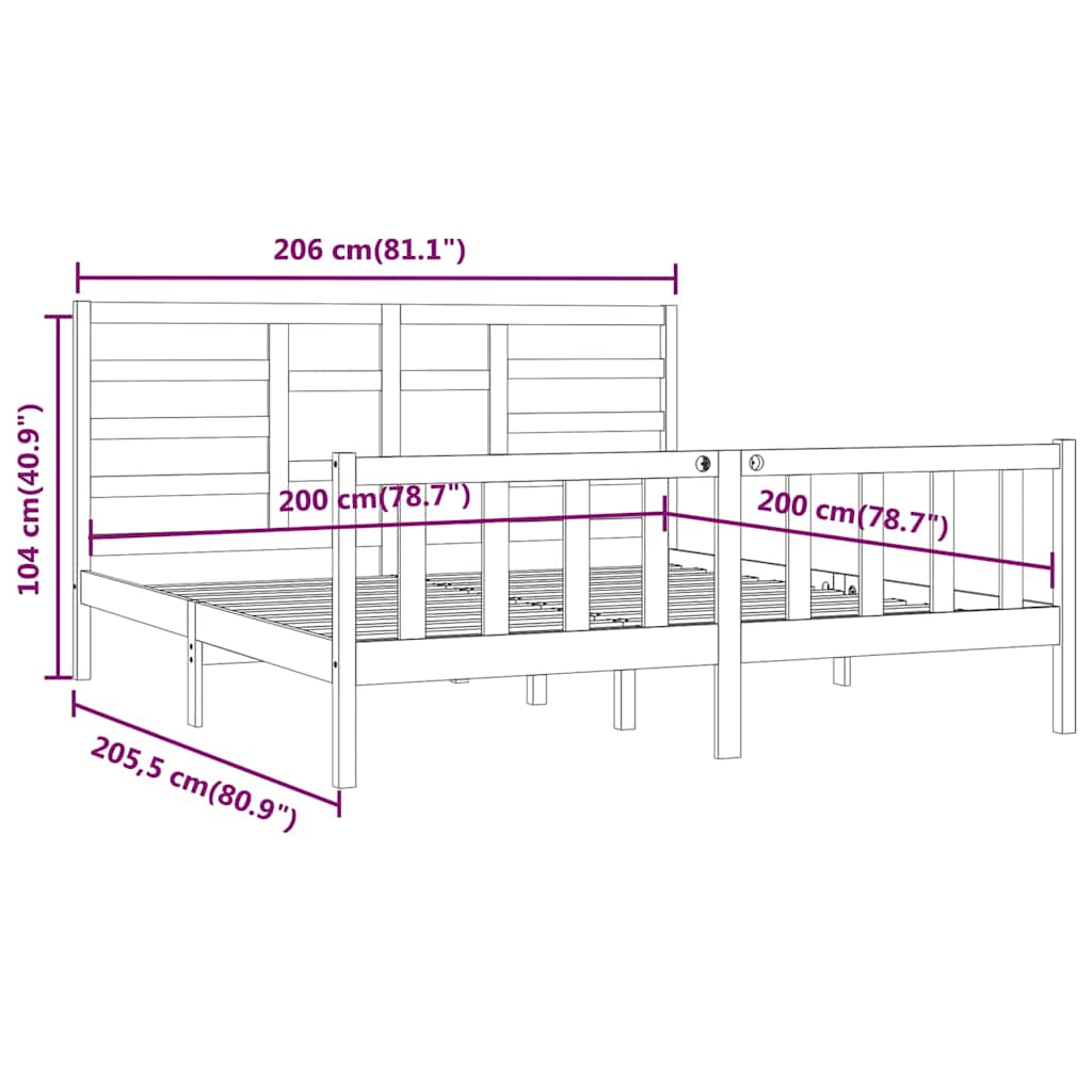 Giroletto Nero in Legno Massello di Pino 200x200 cm | homemem39