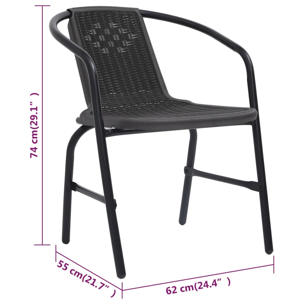 Sedie da Giardino 4 pz in Rattan in Plastica e Acciaio 110 kg | homemem39