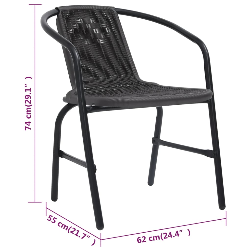 Sedie da Giardino 8 pz in Plastica Rattan e Acciaio 110 kg - homemem39