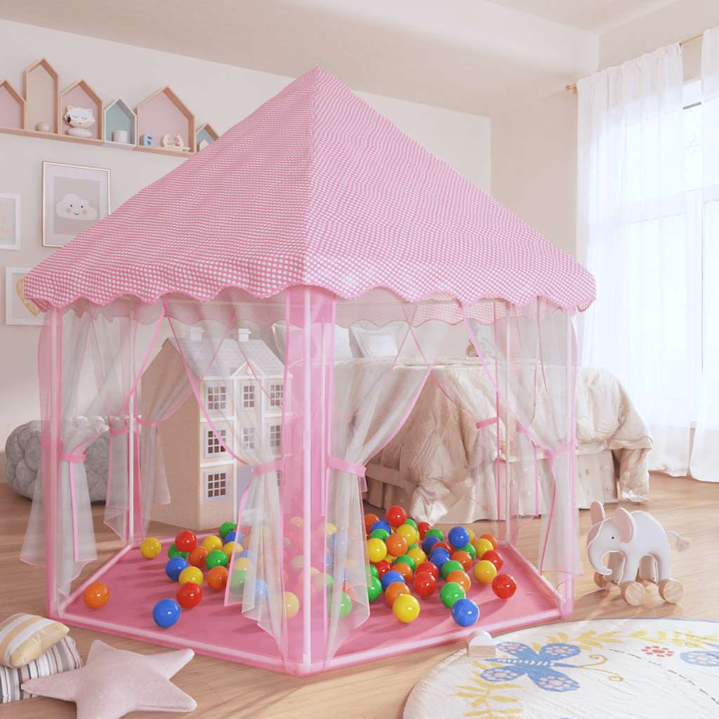 Tenda da Gioco Principessa con 250 Palline 133x140 cm Rosa - homemem39