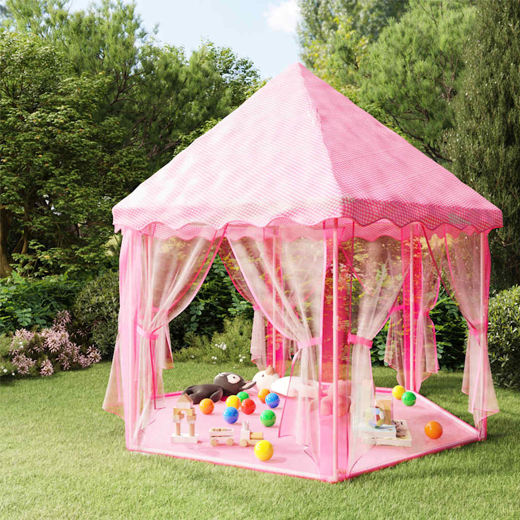 Tenda da Gioco Principessa con 250 Palline 133x140 cm Rosa - homemem39