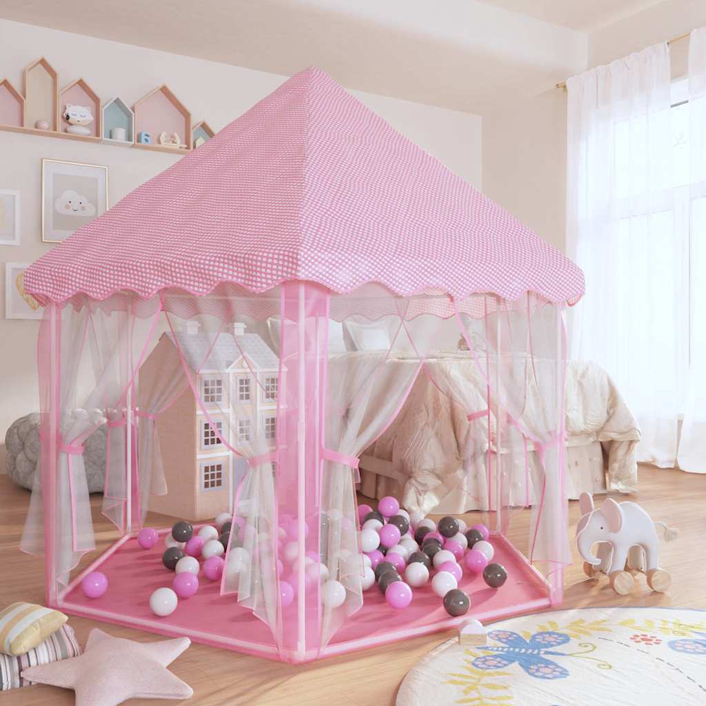 Tenda da Gioco Principessa con 250 Palline 133x140 cm Rosa - homemem39