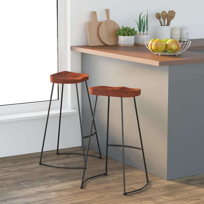 Sgabelli da Bar Gavin 2 pz 50x40x78 cm Legno Massello di Mango