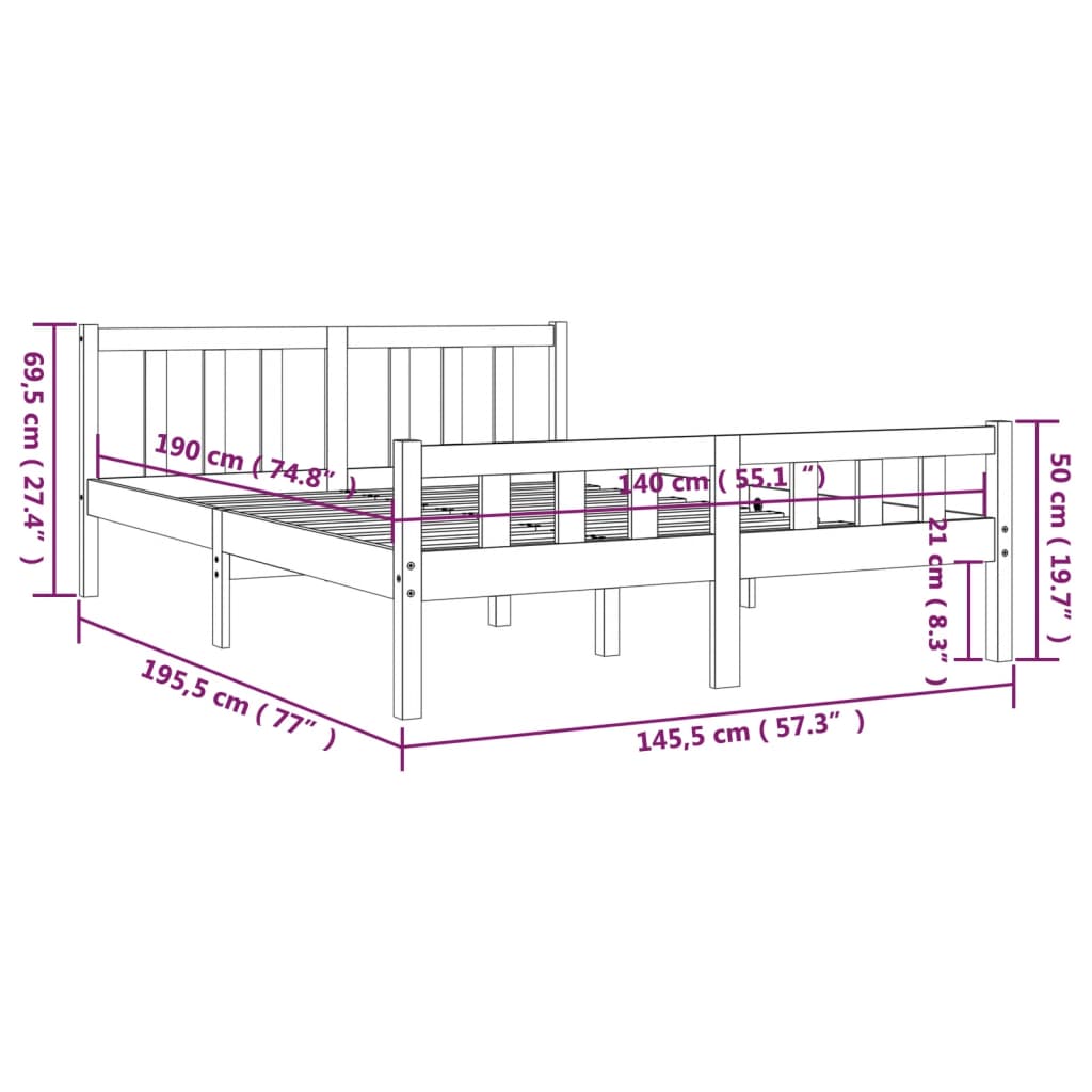Giroletto Grigio in Legno Massello 140x190 cm | homemem39