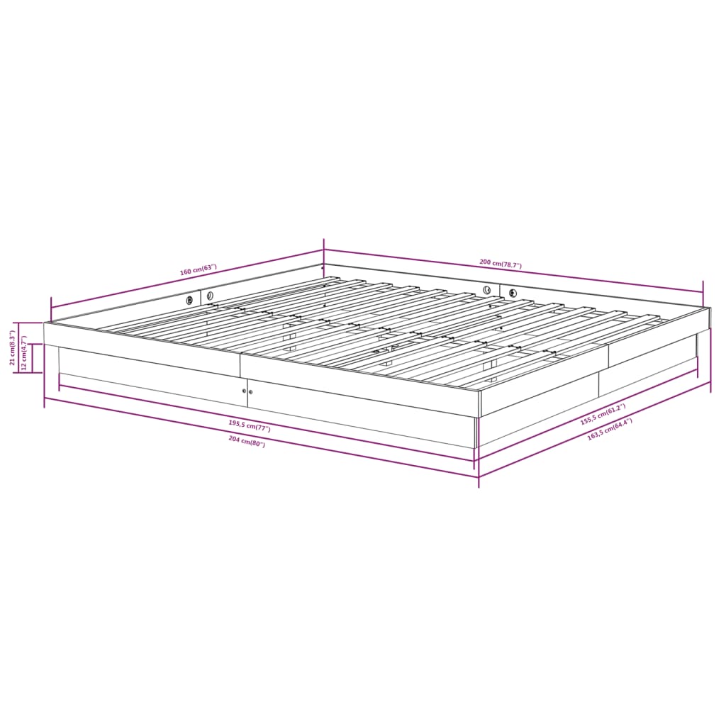 Giroletto senza Materasso in Legno Massello 160x200 cm | homemem39