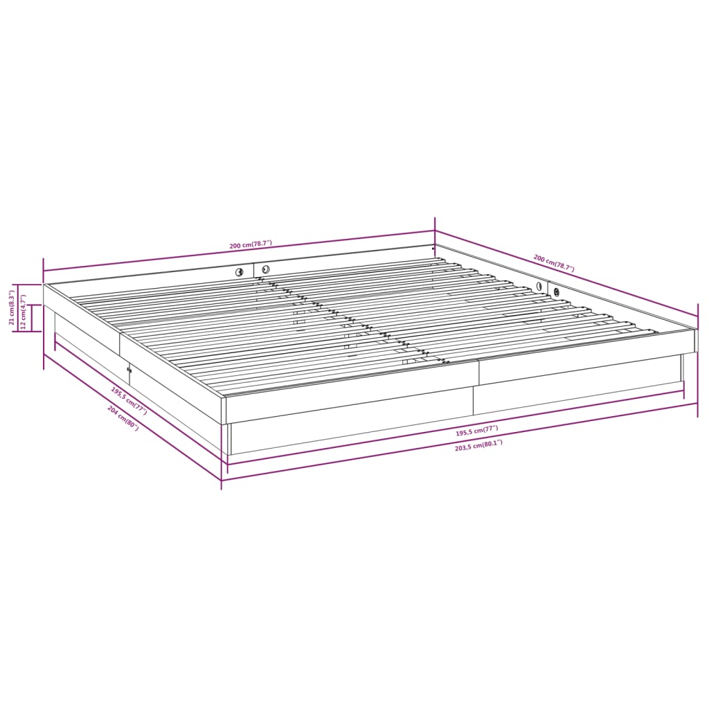 Giroletto senza Materasso in Legno Massello 200x200 cm - homemem39