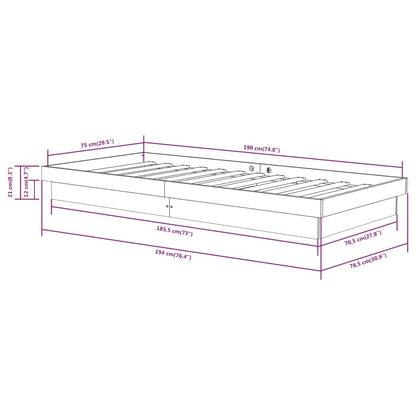 Giroletto in Legno Massello Grigio 75x190 cm Small Single | homemem39