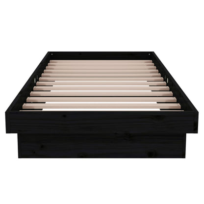 Giroletto in Legno Massello Nero 75x190 cm Small Single - homemem39