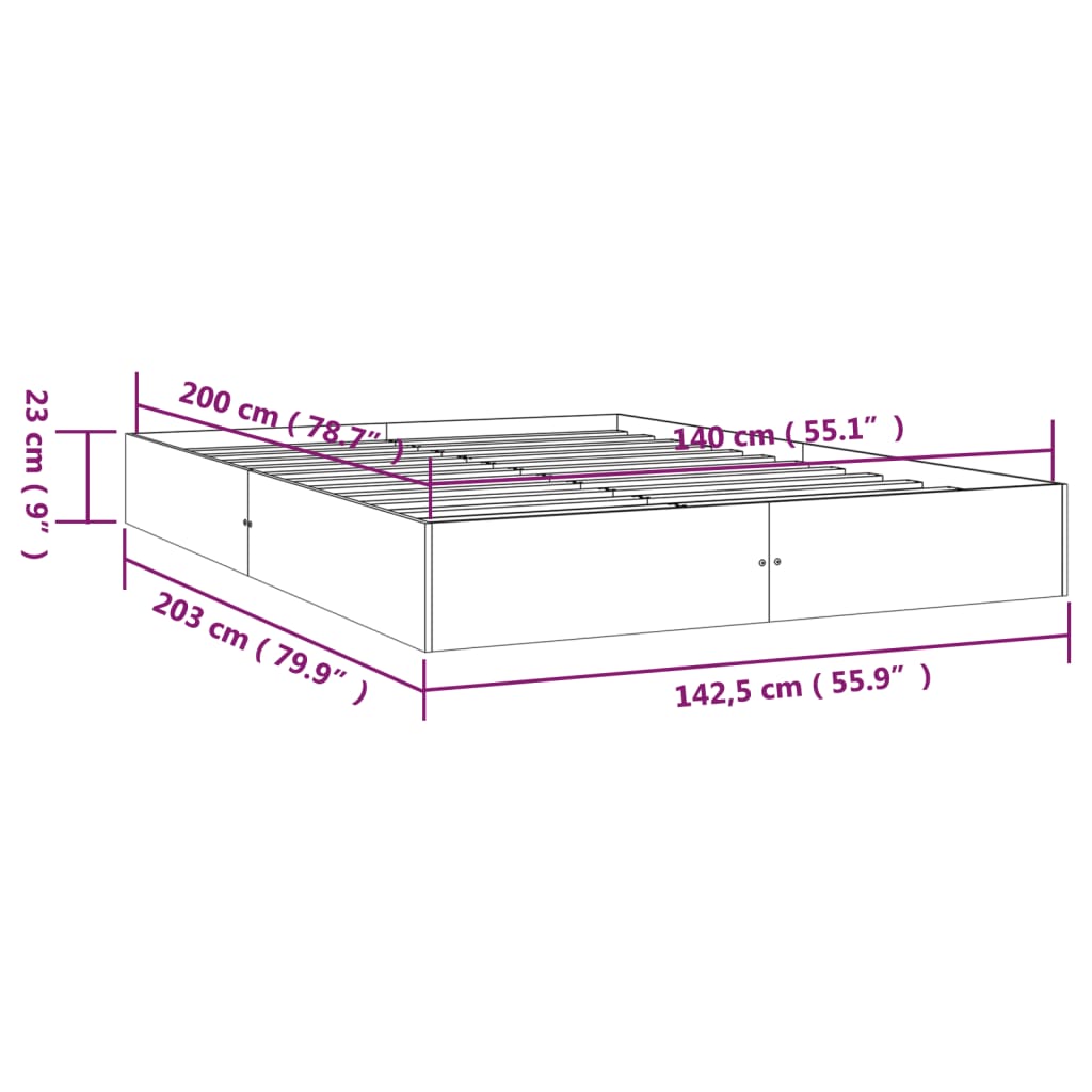 Giroletto senza Materasso Ambrato in Legno Massello 140x200 cm