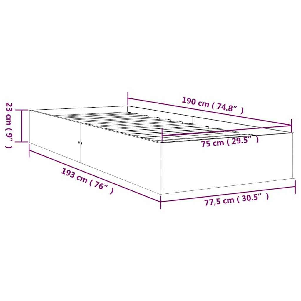 Giroletto in Legno Massello 75x190 cm Small Single | homemem39
