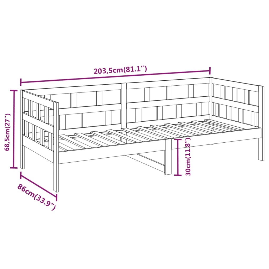 Dormeuse in Legno Massello di Pino 80x200 cm | homemem39