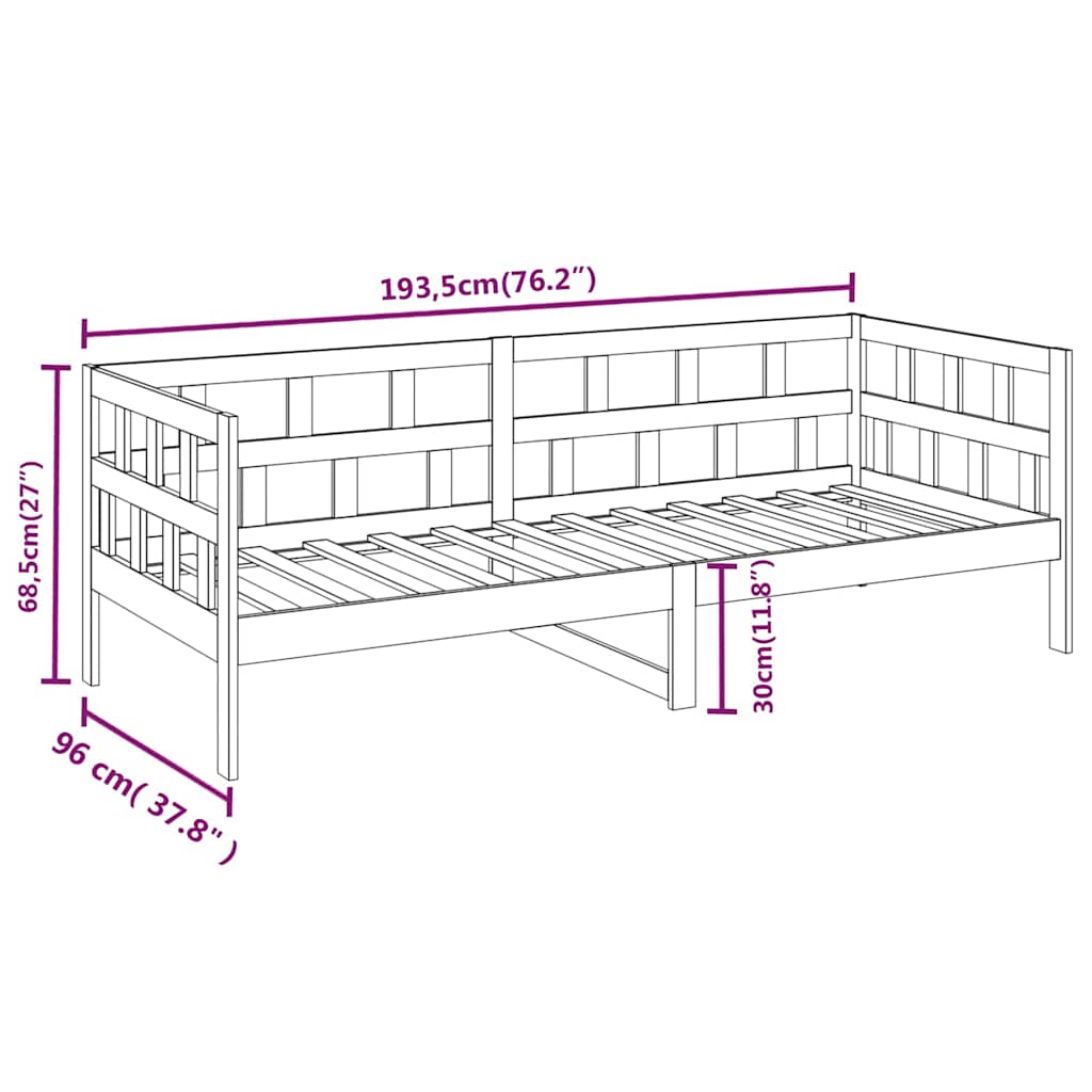 Dormeuse in Legno Massello di Pino 90x190 cm | homemem39