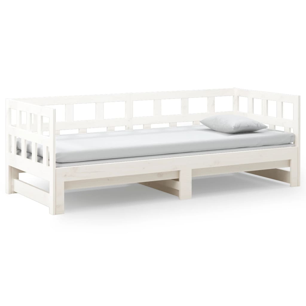 Dormeuse Estraibile Bianca Legno Massello di Pino 2x(90x200) cm | homemem39