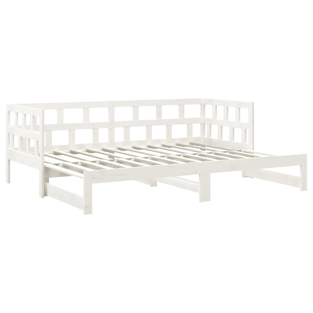 Dormeuse Estraibile Bianca Legno Massello di Pino 2x(90x200) cm | homemem39