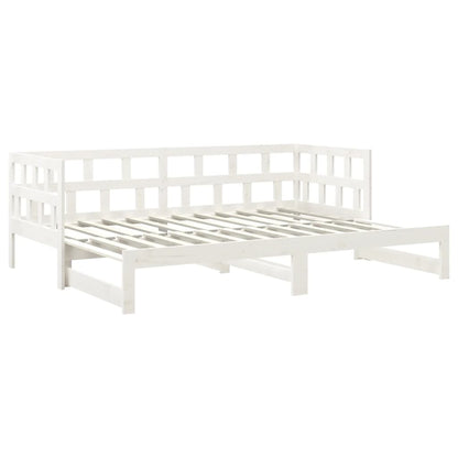 Dormeuse Estraibile Bianca Legno Massello di Pino 2x(90x200) cm | homemem39