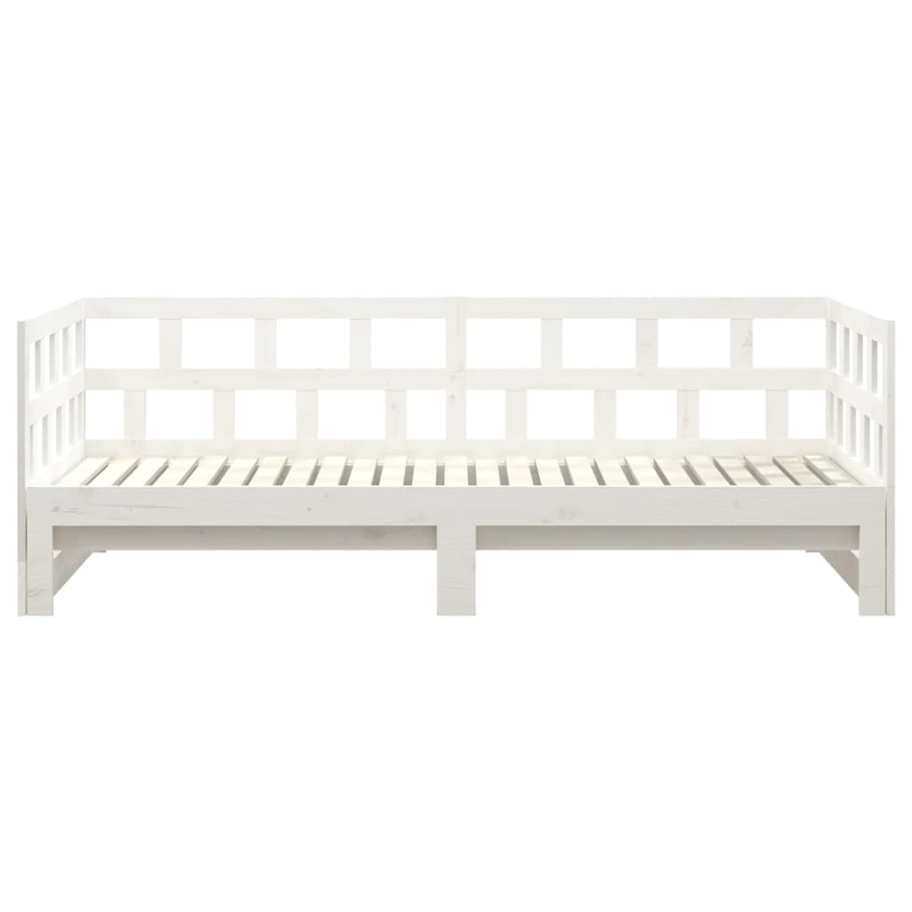 Dormeuse Estraibile Bianca Legno Massello di Pino 2x(90x200) cm | homemem39