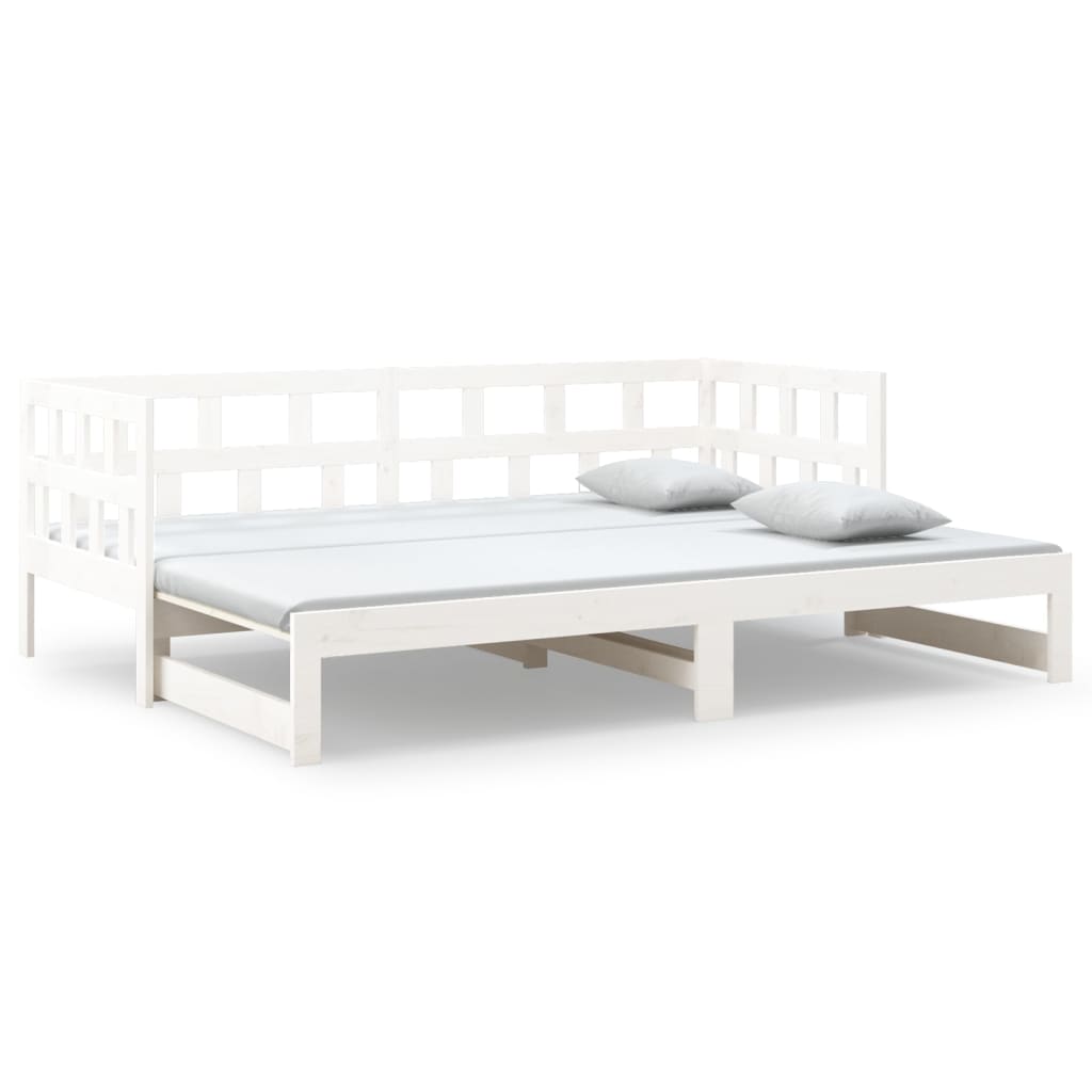 Dormeuse Estraibile Bianca Legno Massello di Pino 2x(80x200) cm | homemem39