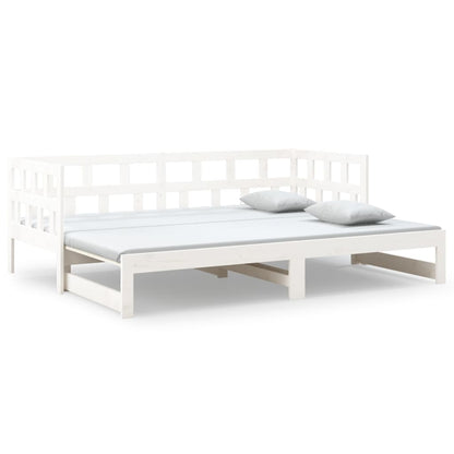 Dormeuse Estraibile Bianca Legno Massello di Pino 2x(80x200) cm | homemem39
