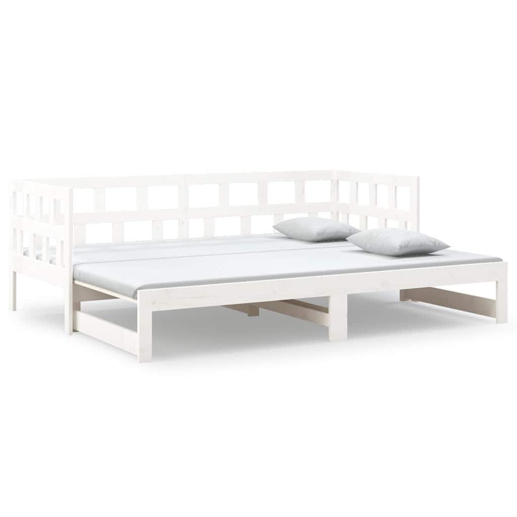 Dormeuse Estraibile Bianca Legno Massello di Pino 2x(80x200) cm