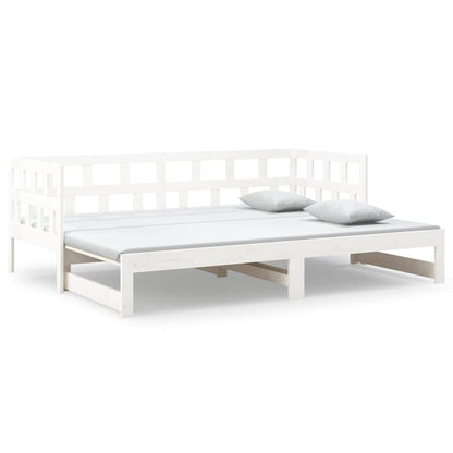 Dormeuse Estraibile Bianca Legno Massello di Pino 2x(80x200) cm