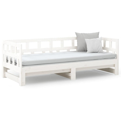 Dormeuse Estraibile Bianca Legno Massello di Pino 2x(80x200) cm | homemem39