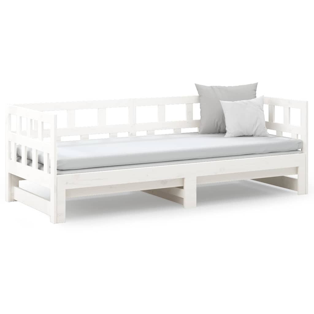 Dormeuse Estraibile Bianca Legno Massello di Pino 2x(80x200) cm