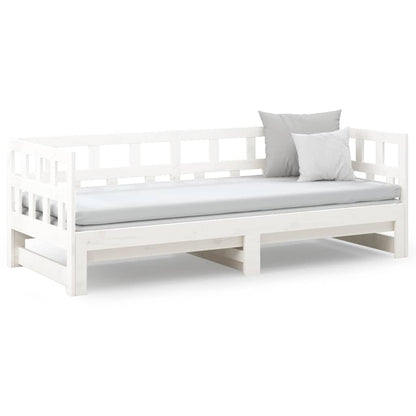 Dormeuse Estraibile Bianca Legno Massello di Pino 2x(80x200) cm