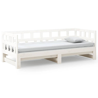 Dormeuse Estraibile Bianca Legno Massello di Pino 2x(80x200) cm
