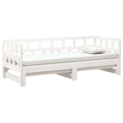 Dormeuse Estraibile Bianca Legno Massello di Pino 2x(80x200) cm | homemem39