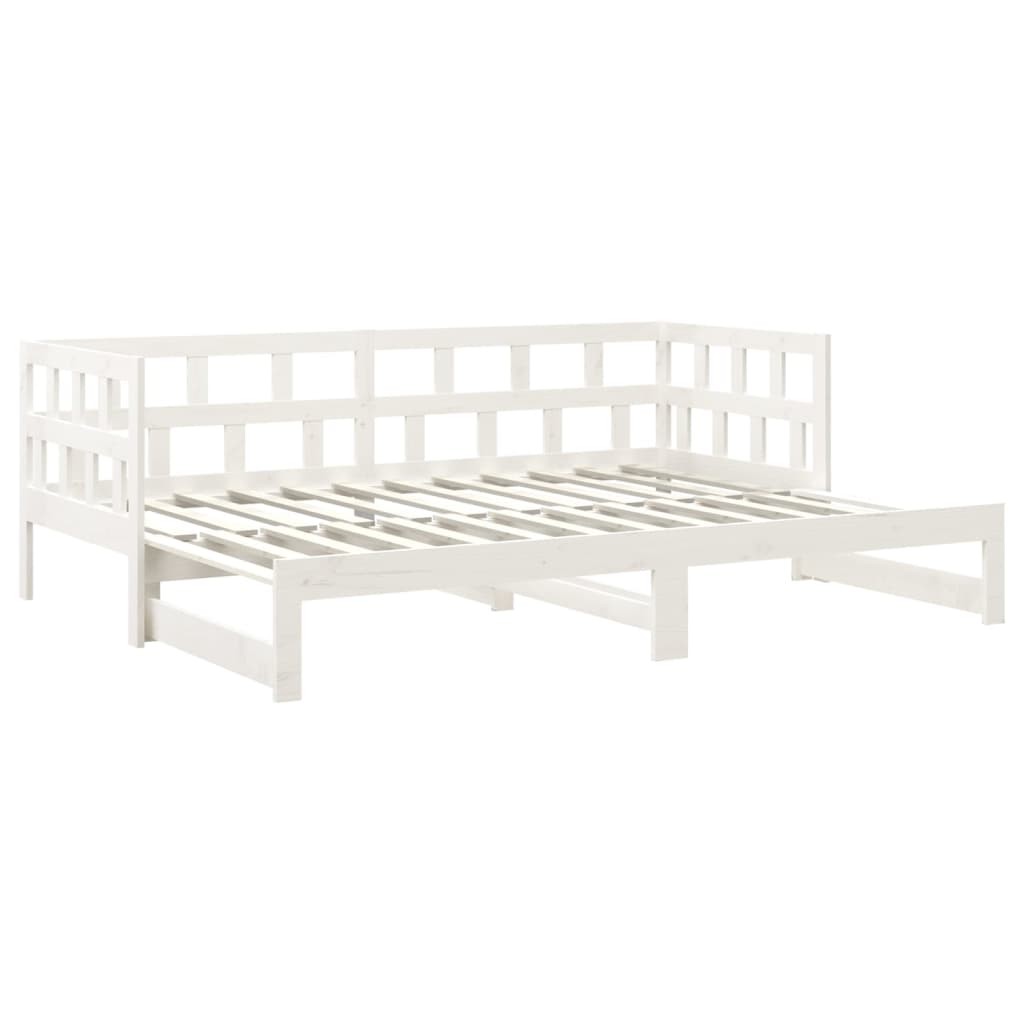 Dormeuse Estraibile Bianca Legno Massello di Pino 2x(80x200) cm | homemem39