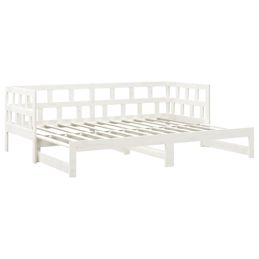 Dormeuse Estraibile Bianca Legno Massello di Pino 2x(80x200) cm