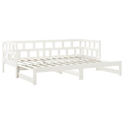 Dormeuse Estraibile Bianca Legno Massello di Pino 2x(80x200) cm